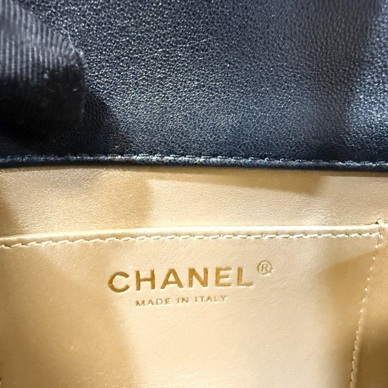 CHANEL 24S 黑金羊皮雙湯圓珍珠方胖子AS4868-11