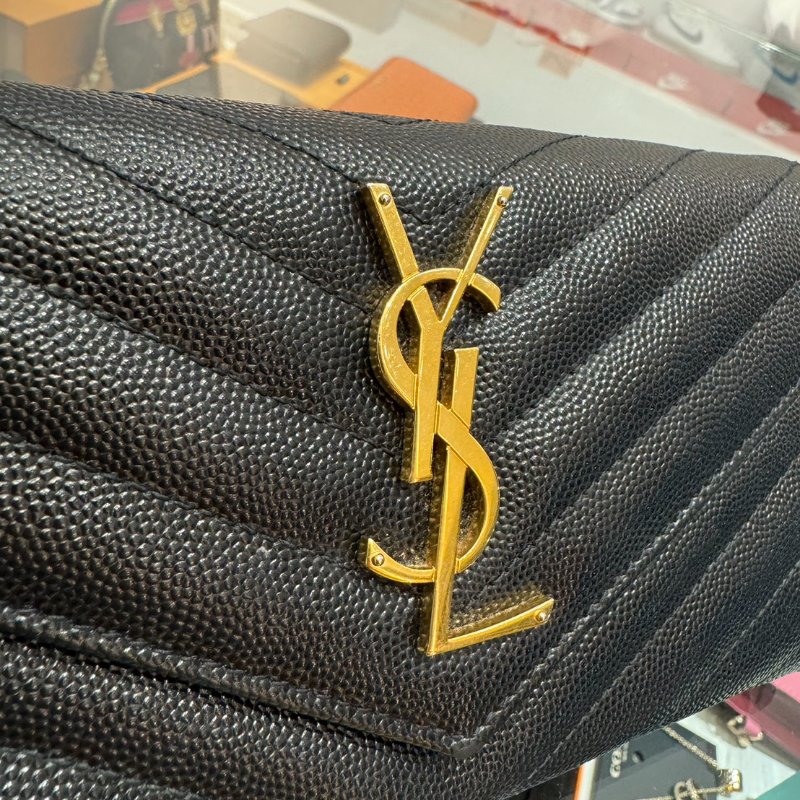 *SHIHNA名牌精品* YSL 金字Logo 牛皮信封長夾-2