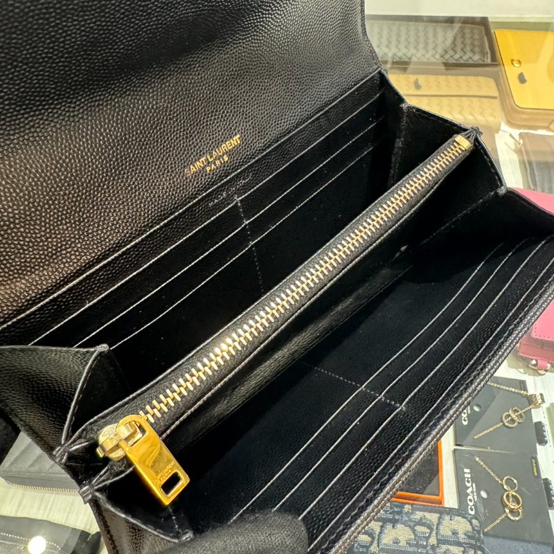 *SHIHNA名牌精品* YSL 金字Logo 牛皮信封長夾-3