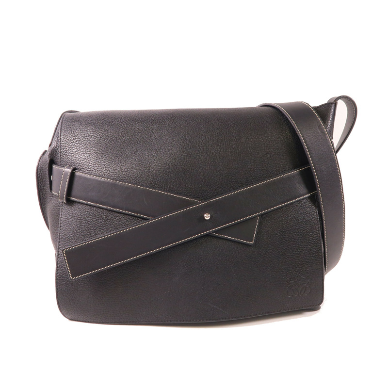 LOEWE 牛皮皮革Shoulder Bag銀扣肩背袋-0