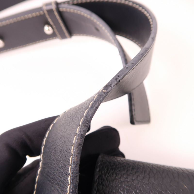LOEWE 牛皮皮革Shoulder Bag銀扣肩背袋-20