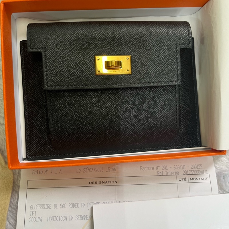 Hermes kelly pocket 錢包/卡包（黑金）-0