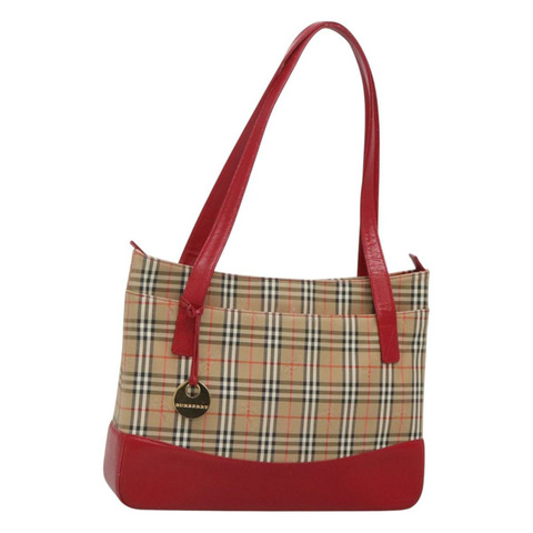 BURBERRY Nova 格紋肩背包 帆布 米色金色 正品 123426