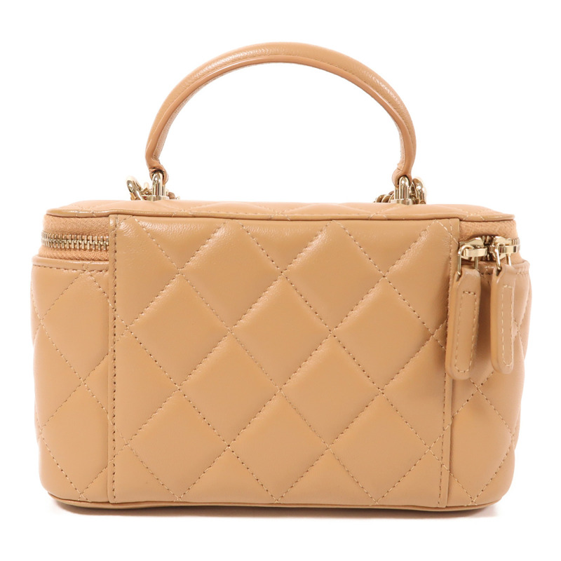 CHANEL 羊皮皮革Vanity金扣鏈帶手挽肩背兩用袋-1