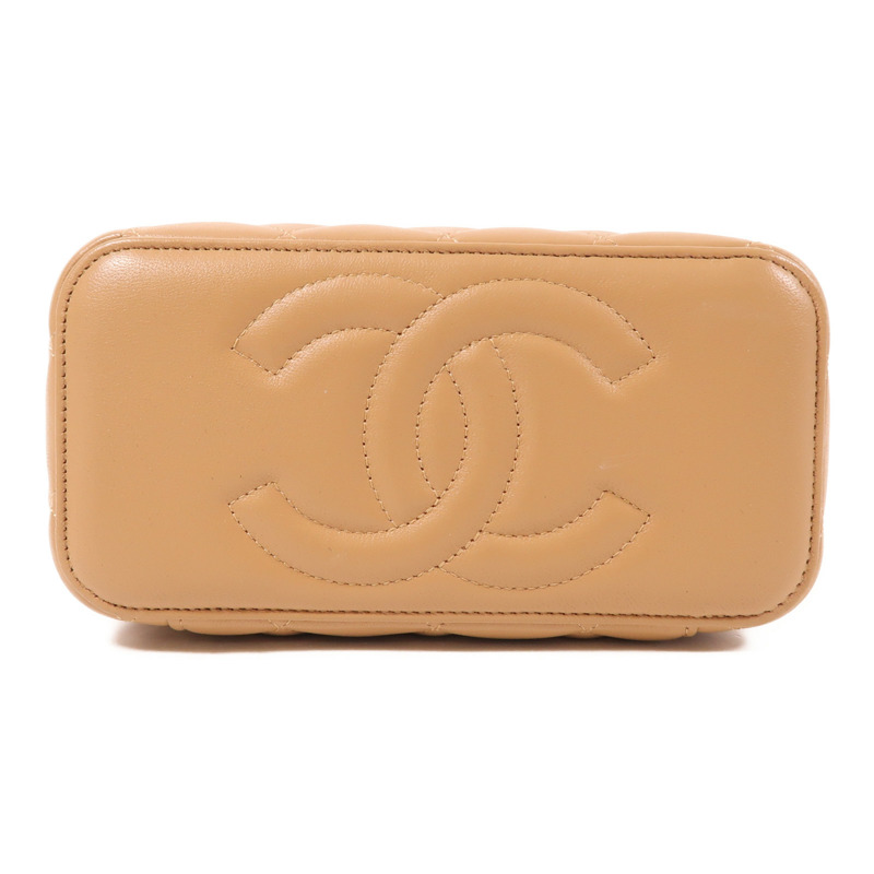 CHANEL 羊皮皮革Vanity金扣鏈帶手挽肩背兩用袋-3