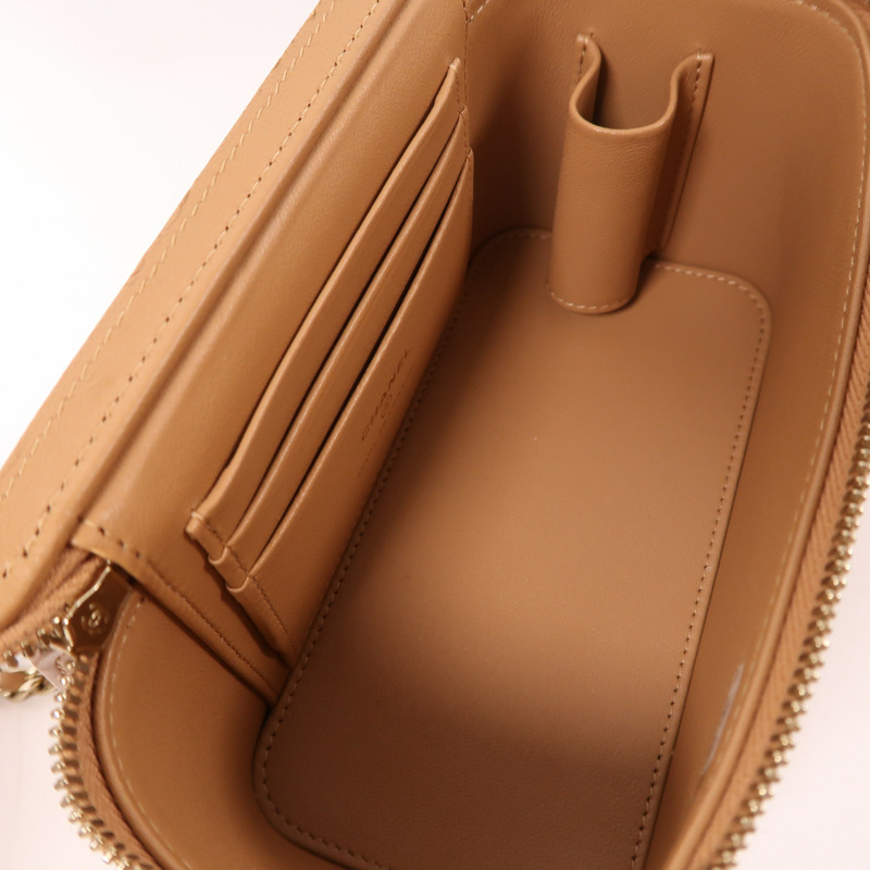 CHANEL 羊皮皮革Vanity金扣鏈帶手挽肩背兩用袋-4