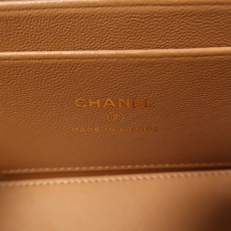 CHANEL 羊皮皮革Vanity金扣鏈帶手挽肩背兩用袋-5