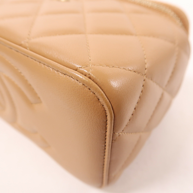 CHANEL 羊皮皮革Vanity金扣鏈帶手挽肩背兩用袋-8