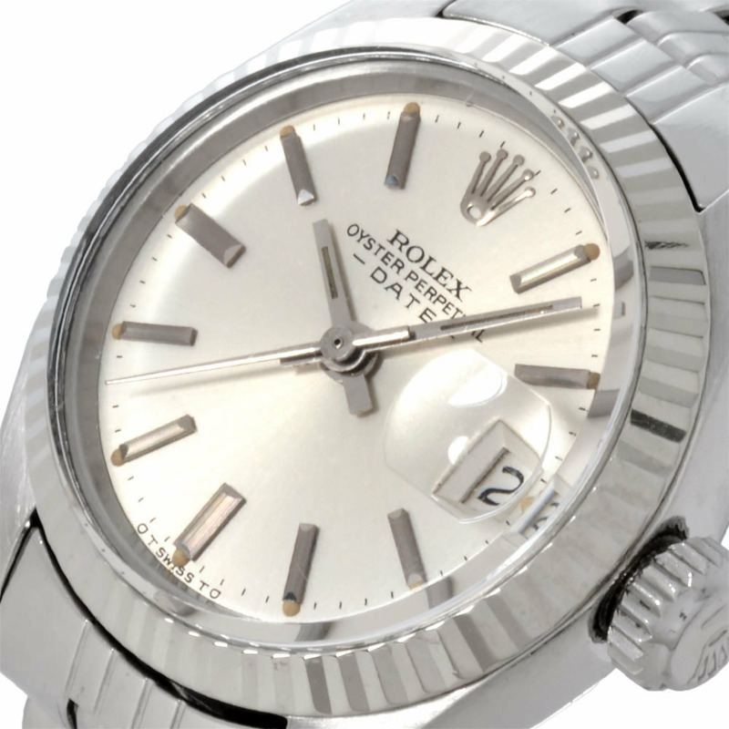 勞力士 ROLEX 6917 Datejust 7 位數 40 系列(約 1974 年)自動腕錶銀色錶盤凹槽錶圈女士腕錶-6