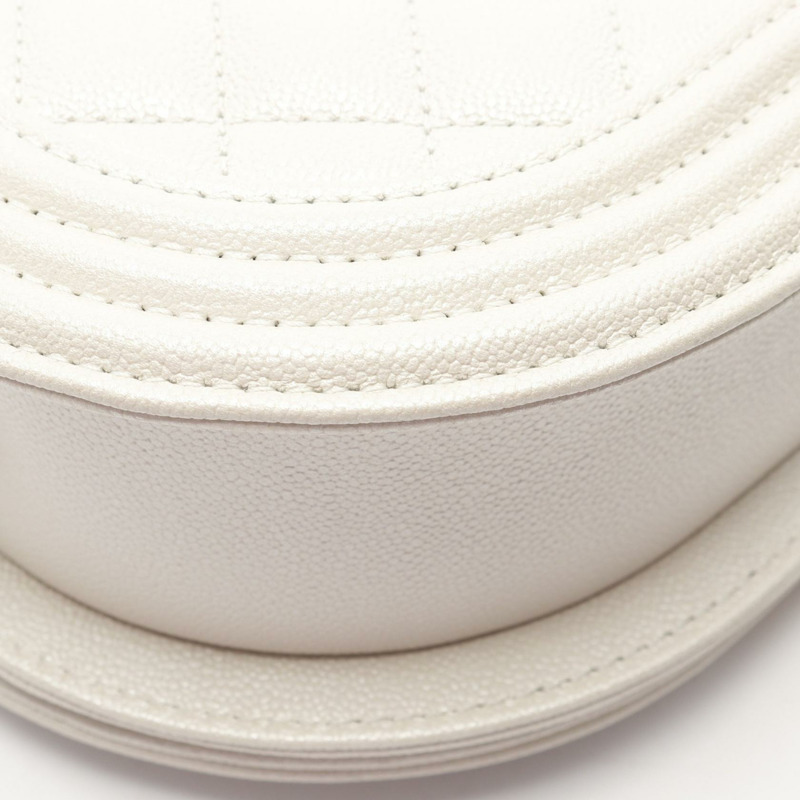 CHANEL Boy Chanel 小號單肩包 AS3350 皮革 白色 二手 女款 GHW CC-7