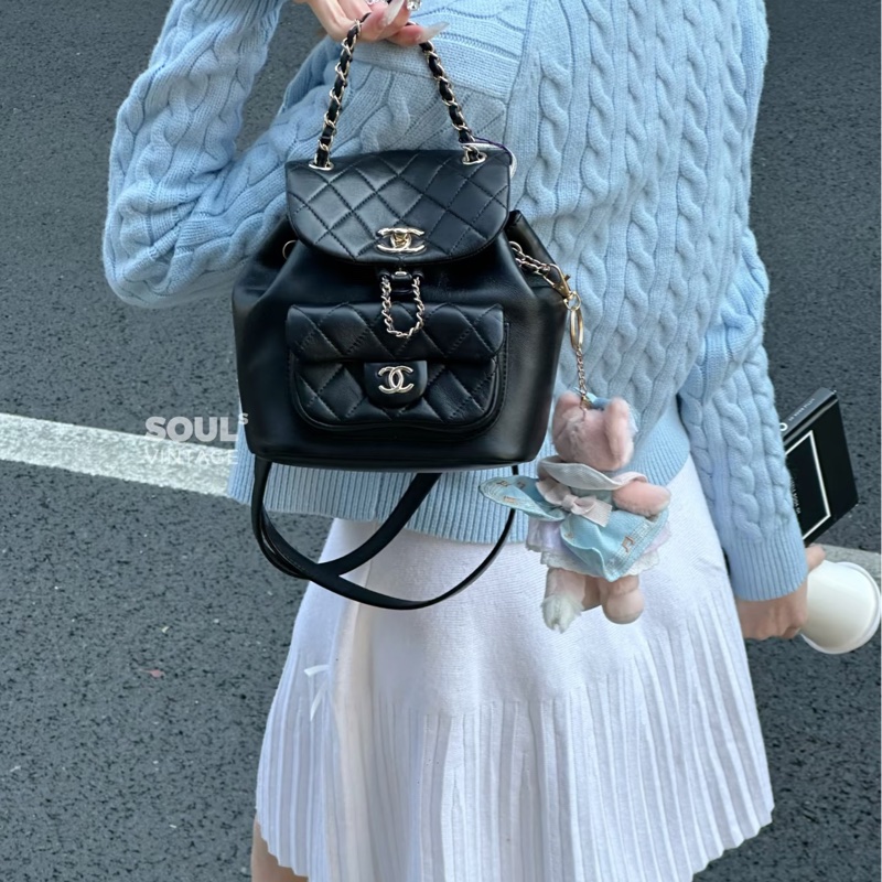 Chanel 24p duma黑金牛皮小號 #99近新閒置 #全配🈶購證-1