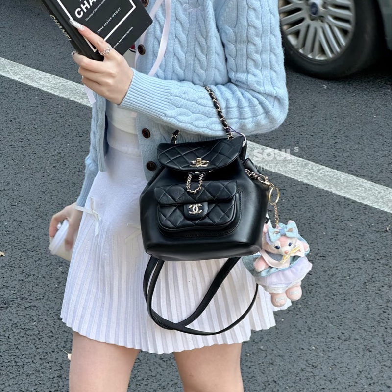 Chanel 24p duma黑金牛皮小號 #99近新閒置 #全配🈶購證-7