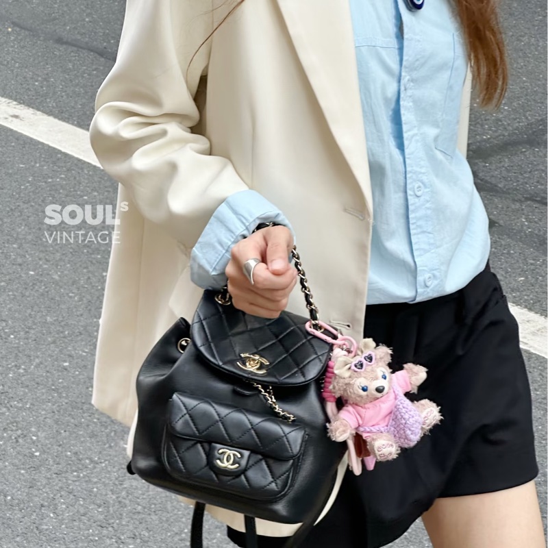 Chanel 24p duma黑金牛皮小號 #99近新閒置 #全配🈶購證-8