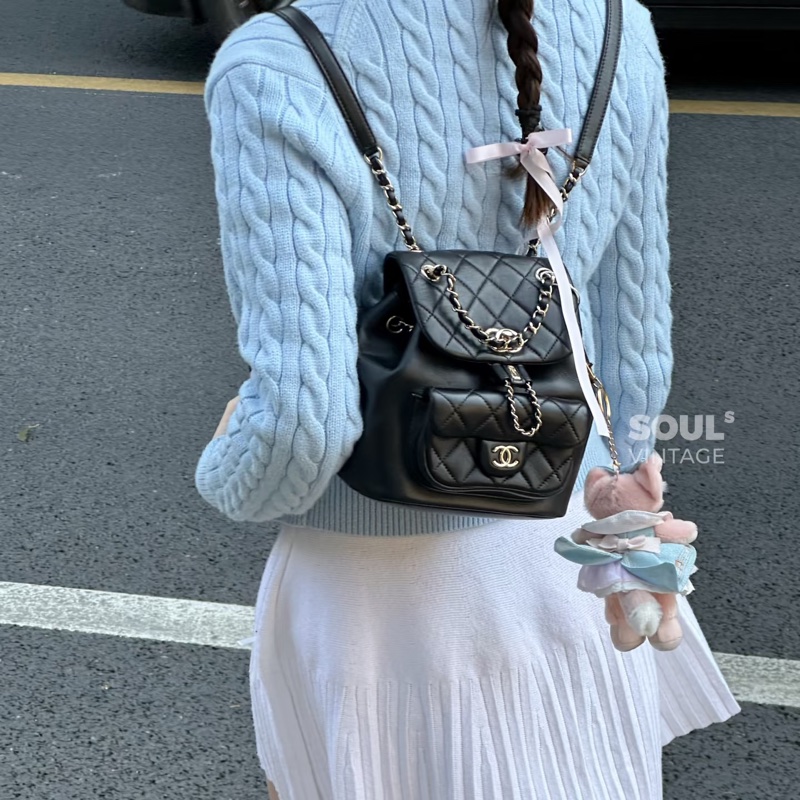 Chanel 24p duma黑金牛皮小號 #99近新閒置 #全配🈶購證-9