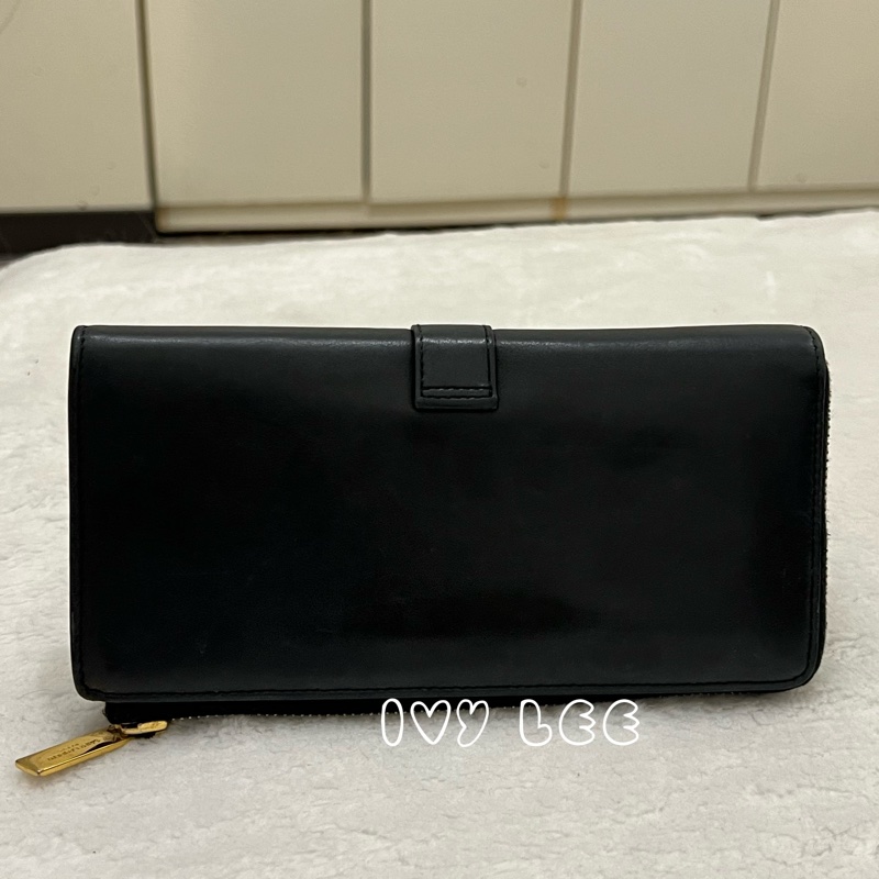 SAINT LAURENT 金屬Y L型拉鍊 長夾 皮革 經典黑色 314992 正品 二手精品-1
