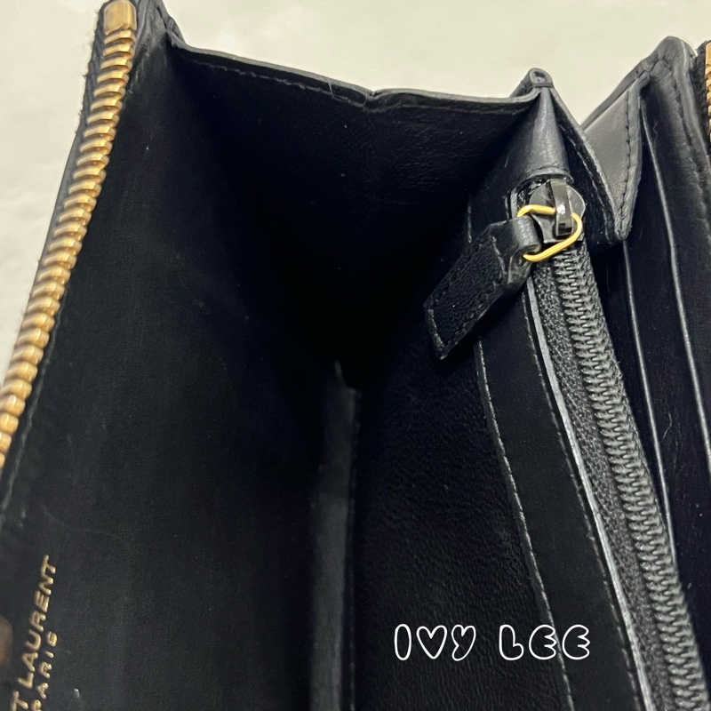 SAINT LAURENT 金屬Y L型拉鍊 長夾 皮革 經典黑色 314992 正品 二手精品-4