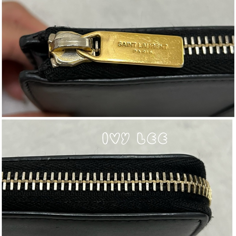 SAINT LAURENT 金屬Y L型拉鍊 長夾 皮革 經典黑色 314992 正品 二手精品-12