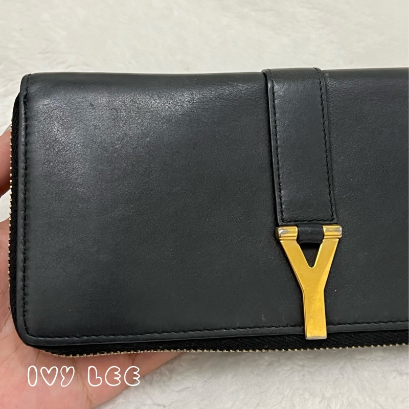 SAINT LAURENT 金屬Y L型拉鍊 長夾 皮革 經典黑色 314992 正品 二手精品-21