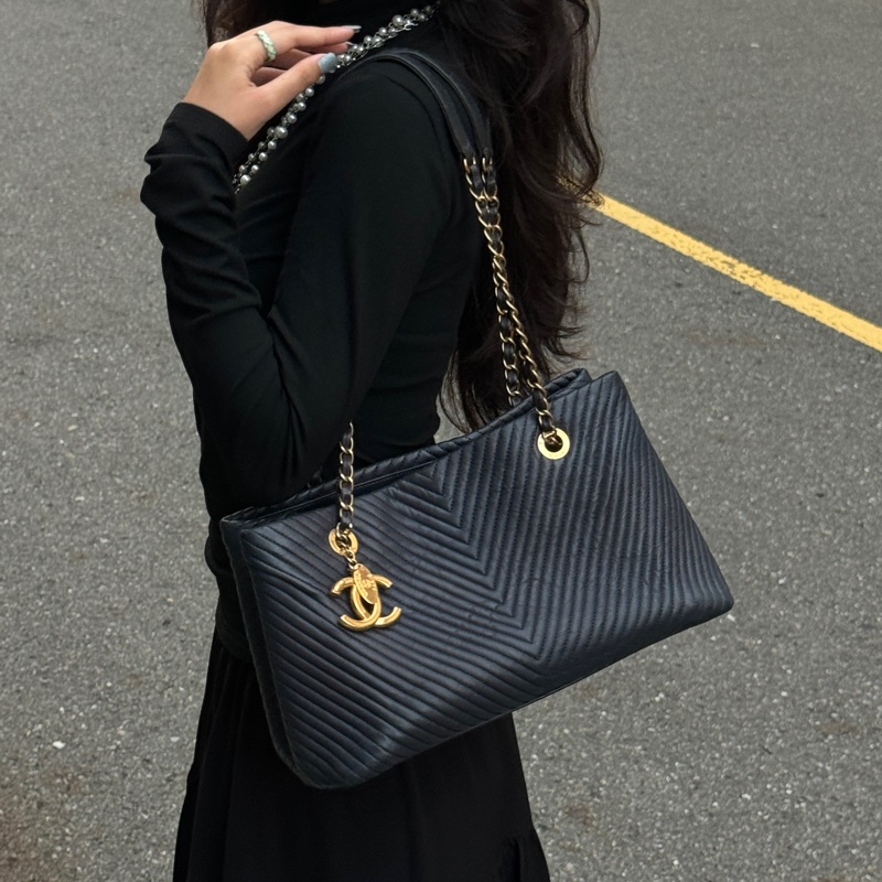 (極新💝) Chanel 全牛皮 金釦 肩背+托特包 專櫃26萬-2