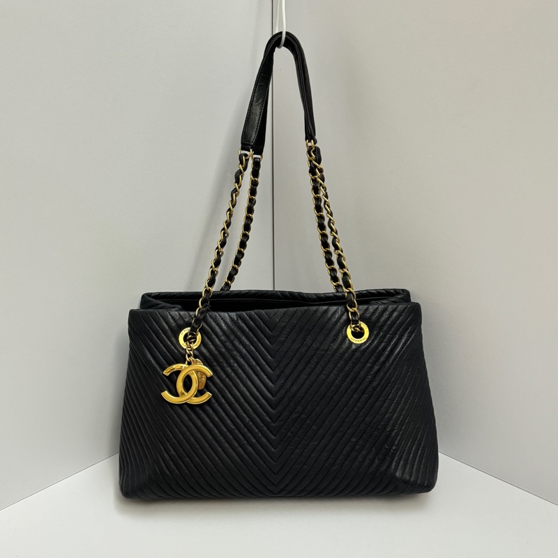 (極新💝) Chanel 全牛皮 金釦 肩背+托特包 專櫃26萬-7