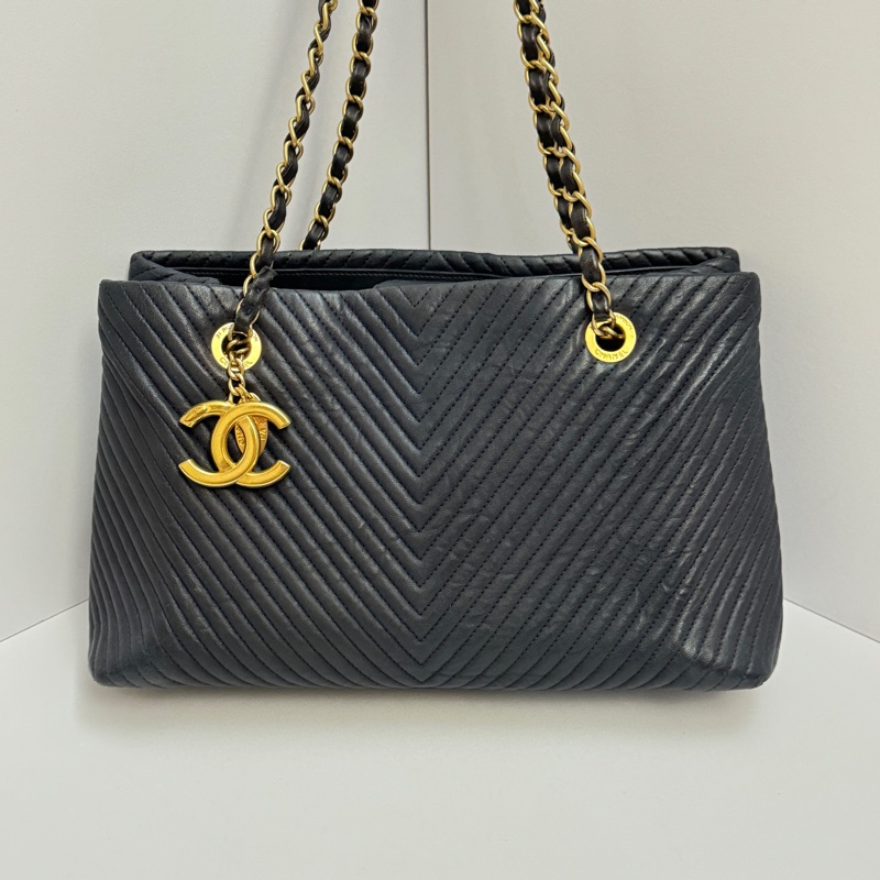 (極新💝) Chanel 全牛皮 金釦 肩背+托特包 專櫃26萬-8