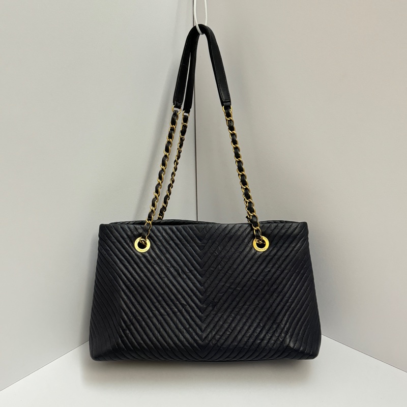 (極新💝) Chanel 全牛皮 金釦 肩背+托特包 專櫃26萬-10