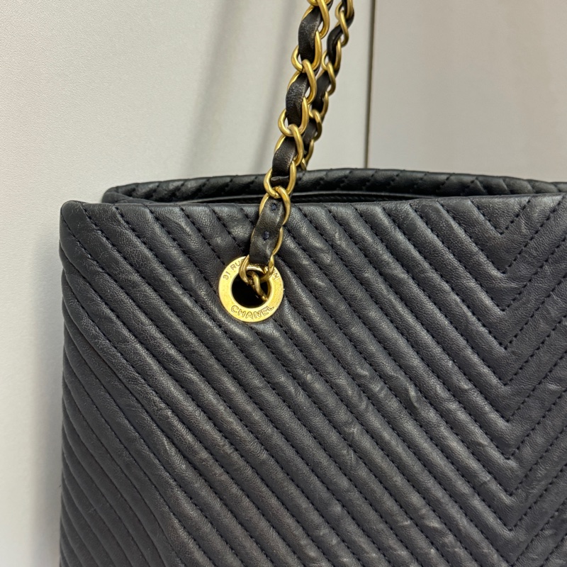 (極新💝) Chanel 全牛皮 金釦 肩背+托特包 專櫃26萬-12