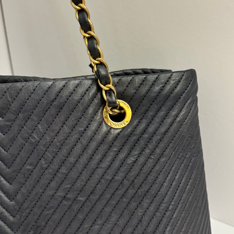 (極新💝) Chanel 全牛皮 金釦 肩背+托特包 專櫃26萬-13