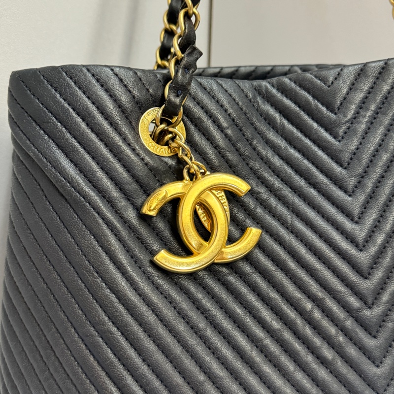 (極新💝) Chanel 全牛皮 金釦 肩背+托特包 專櫃26萬-16