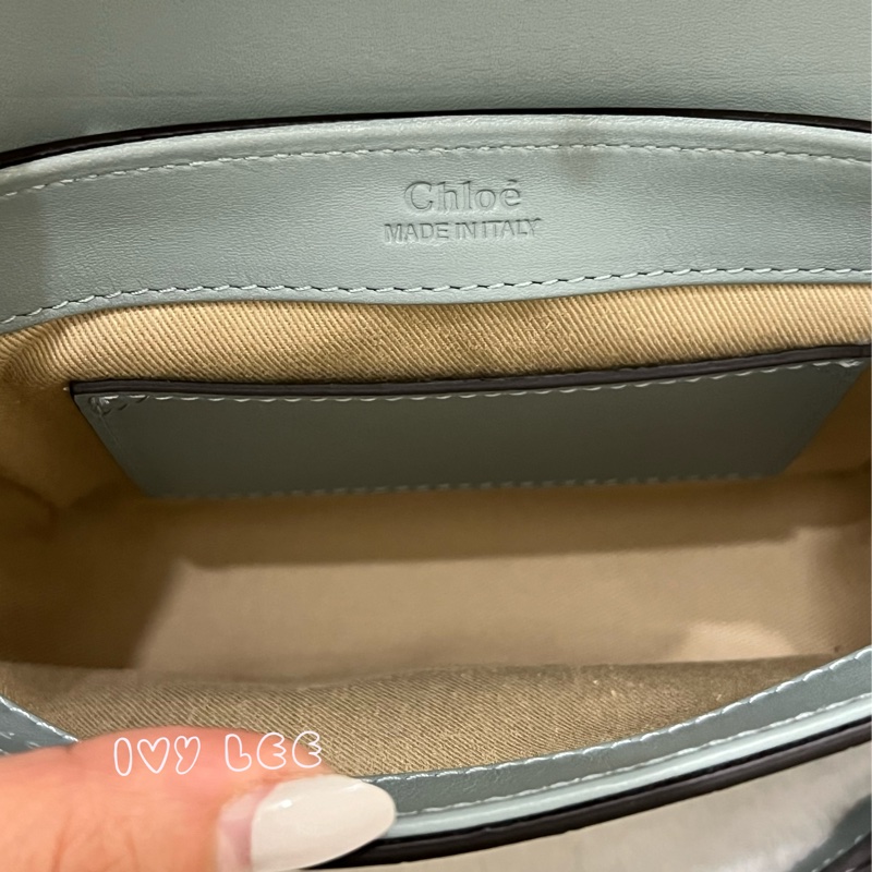 CHLOE 藍綠 鱷魚壓紋皮革 C bag mini 斜背包 肩背包 手提包 正品 二手精品-4