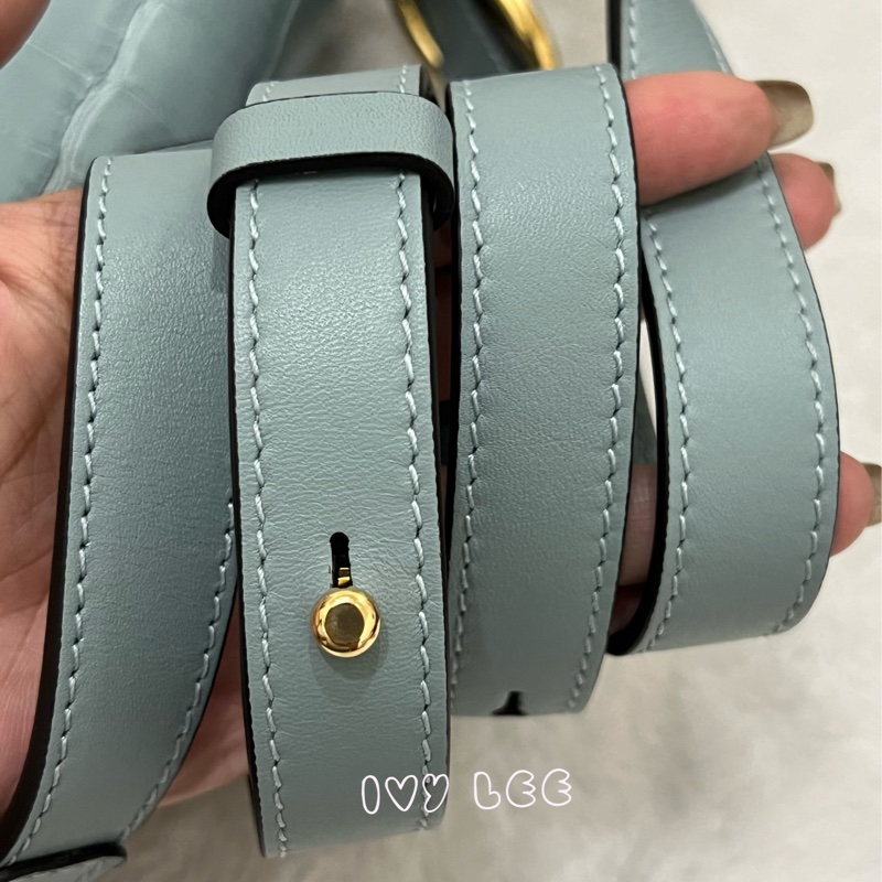 CHLOE 藍綠 鱷魚壓紋皮革 C bag mini 斜背包 肩背包 手提包 正品 二手精品-7