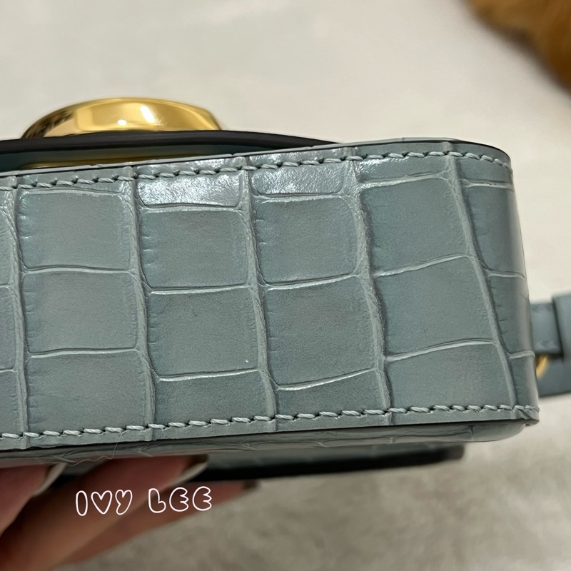 CHLOE 藍綠 鱷魚壓紋皮革 C bag mini 斜背包 肩背包 手提包 正品 二手精品-30
