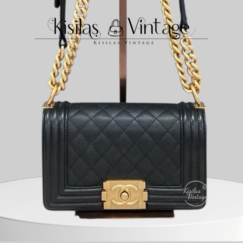 Chanel Caviar Leboy 小號金扣-0