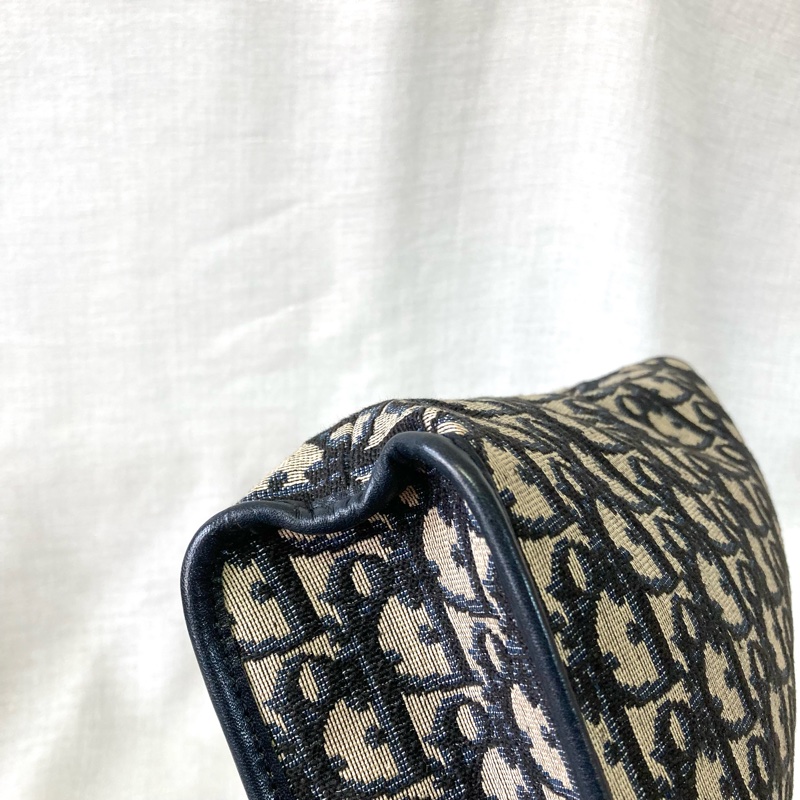 Dior 老花拉鍊信封肩背包 Navy Oblique Canvas Clutch with Strap-10