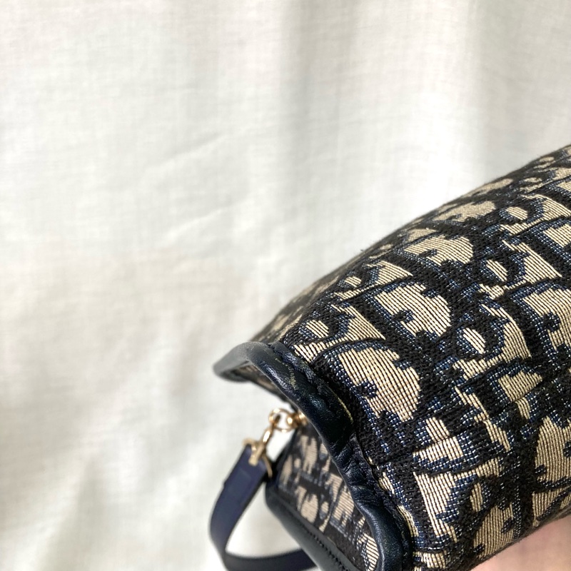 Dior 老花拉鍊信封肩背包 Navy Oblique Canvas Clutch with Strap-11