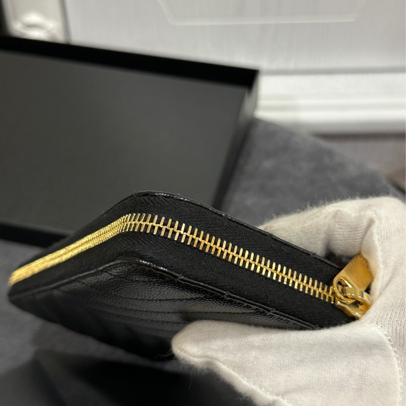 #全新大全配🈶台灣購證 Ysl黑金荔枝牛皮拉鍊長夾-8