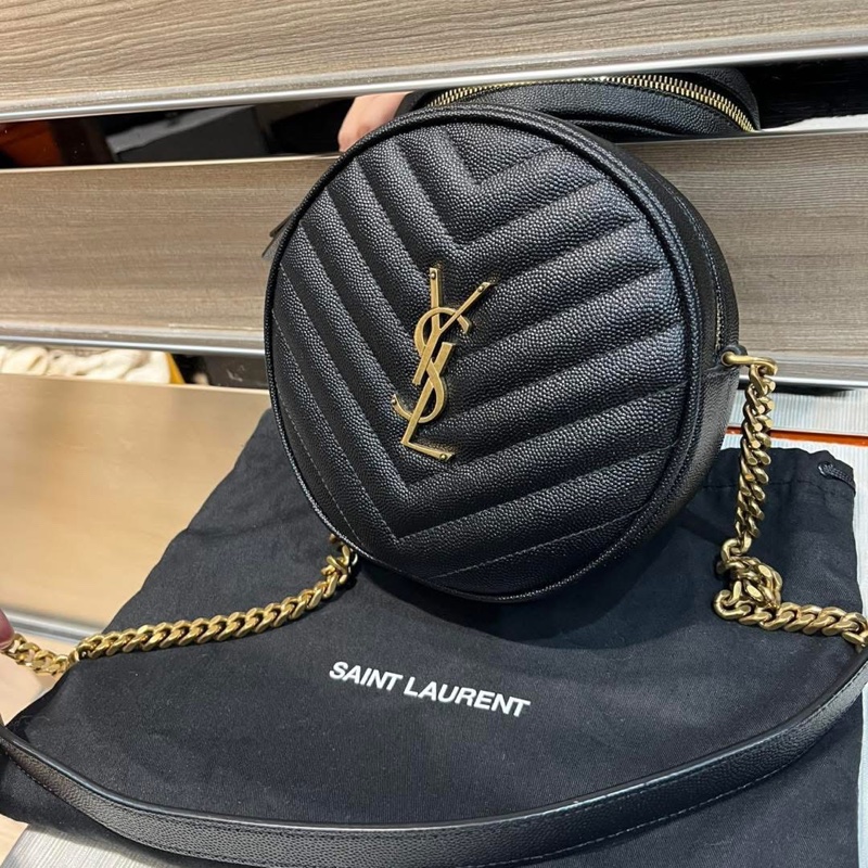 YSL round crossbody bag荔枝牛皮-1