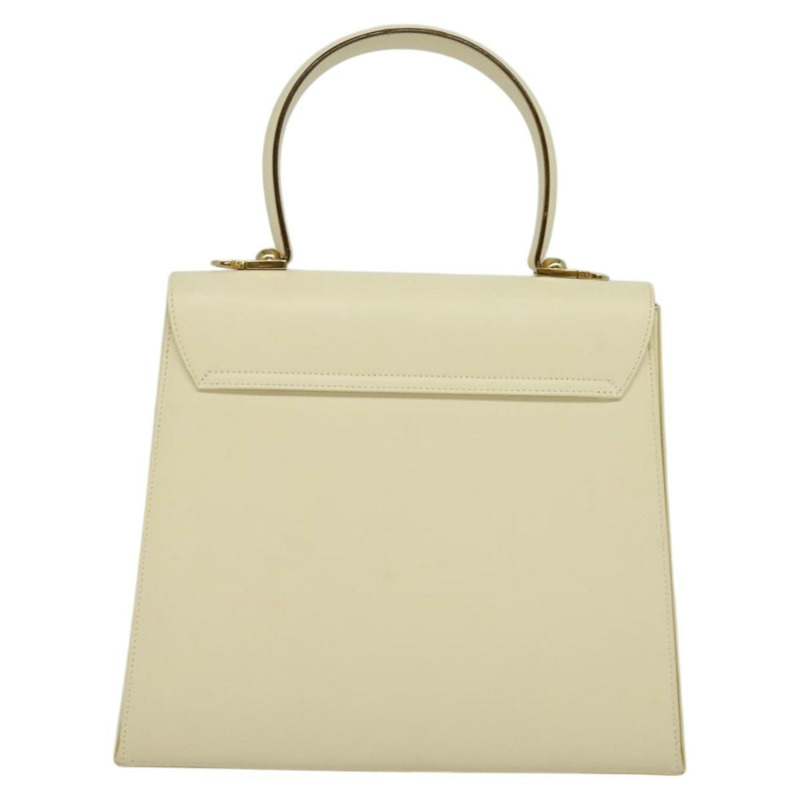【日本直送】Salvatore Ferragamo Gancini 手提包 皮革 兩用 米色 金色 正品 120844-1