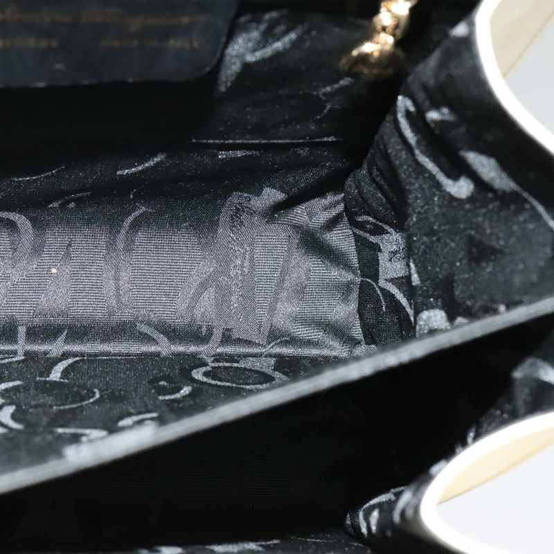 【日本直送】Salvatore Ferragamo Gancini 手提包 皮革 兩用 米色 金色 正品 120844-18
