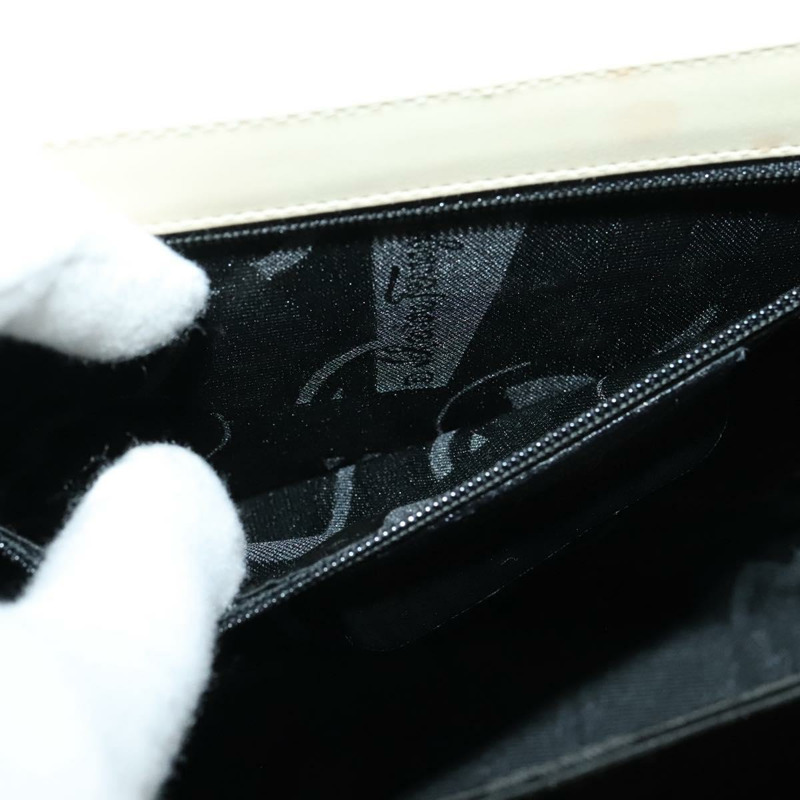 【日本直送】Salvatore Ferragamo Gancini 手提包 皮革 兩用 米色 金色 正品 120844-21