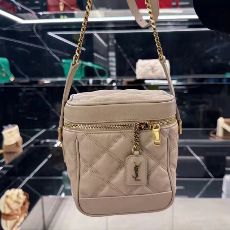 Ysl Vanity 80’s米色荔枝牛皮化妝斜挎包 #99新閒置 #月底出清賠出🔥-4