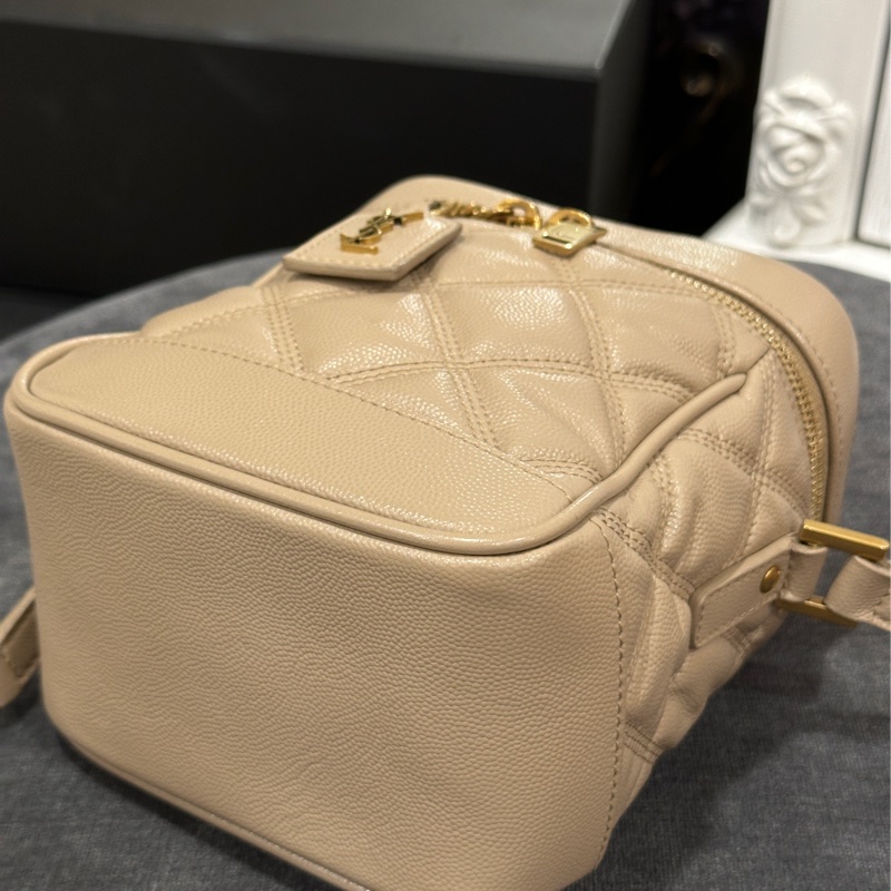 Ysl Vanity 80’s米色荔枝牛皮化妝斜挎包 #99新閒置 #月底出清賠出🔥-16