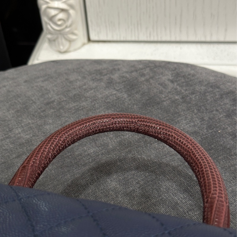 🈶台灣購證 #全配近新帶膜 香奈兒蜥蜴皮手柄Coco handle荔枝牛皮 🈶特殊皮革證書-26