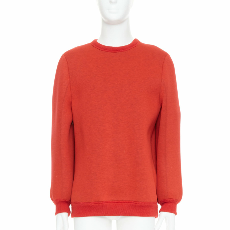 MAISON MARGIELA 2010 red neoprene structured curved sleeve pullover jumper S-2