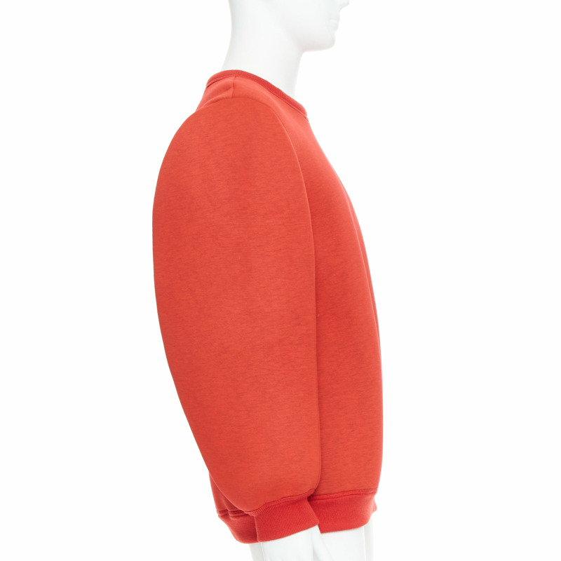 MAISON MARGIELA 2010 red neoprene structured curved sleeve pullover jumper S-3