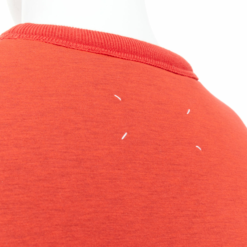 MAISON MARGIELA 2010 red neoprene structured curved sleeve pullover jumper S-6