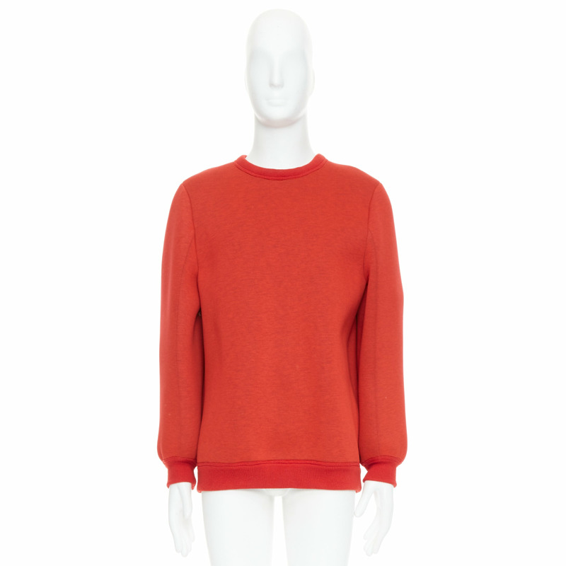 MAISON MARGIELA 2010 red neoprene structured curved sleeve pullover jumper S-8