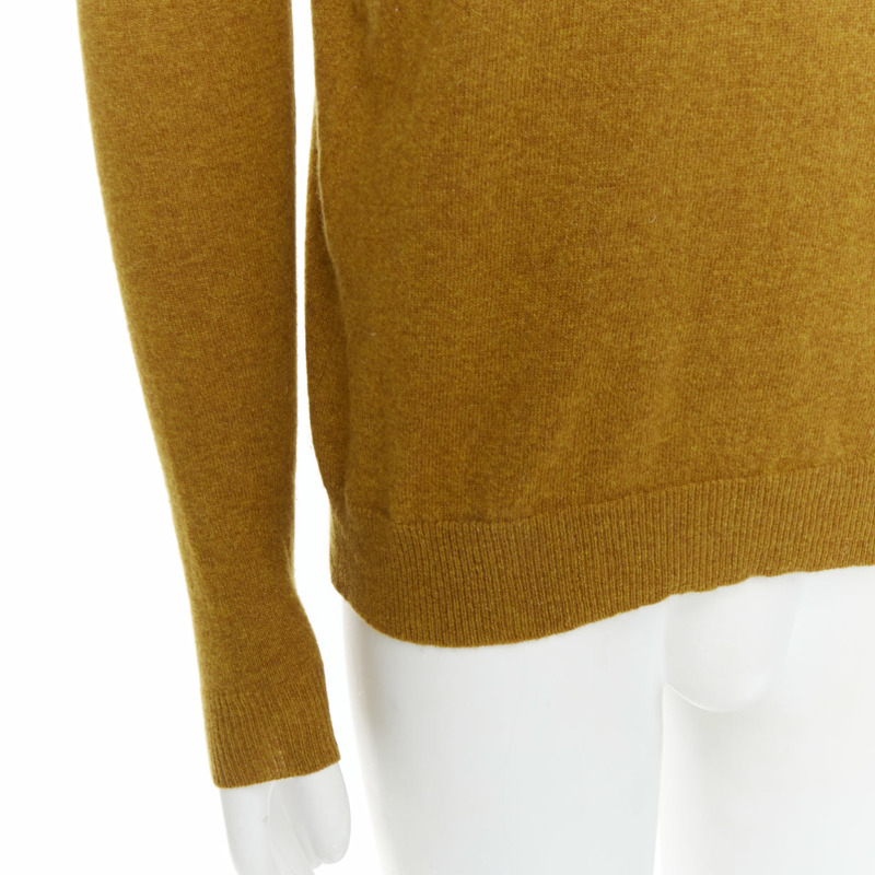 JIL SANDER wool cashmere mustard brown v neck sweater IT46 S-6