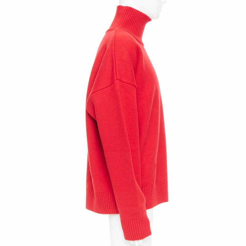 AMI de Coeur red virgin wool black heart logo turtleneck sweater L-3