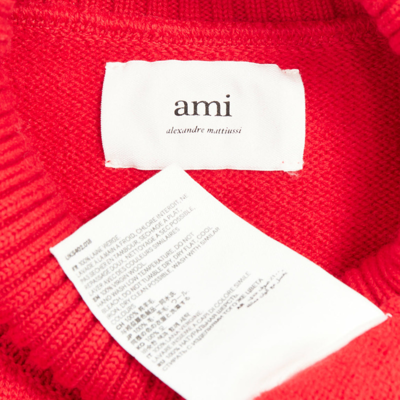 AMI de Coeur red virgin wool black heart logo turtleneck sweater L-7